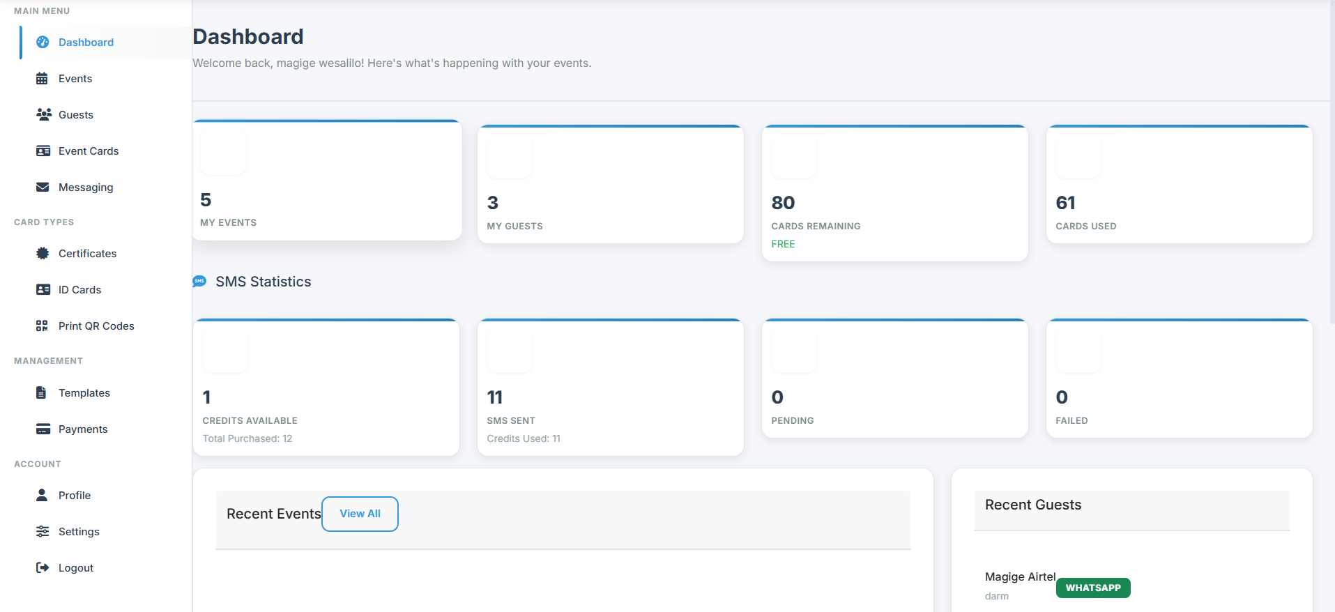 Event Management System Screenshot 2